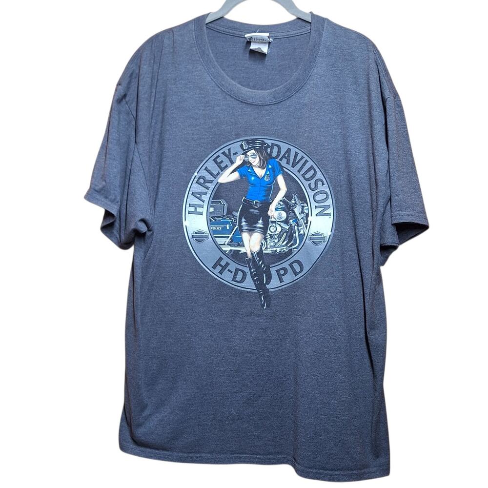 Harley Davidson Motorcycles Sexy cop Pin-up girl police officer Graphic tee XL